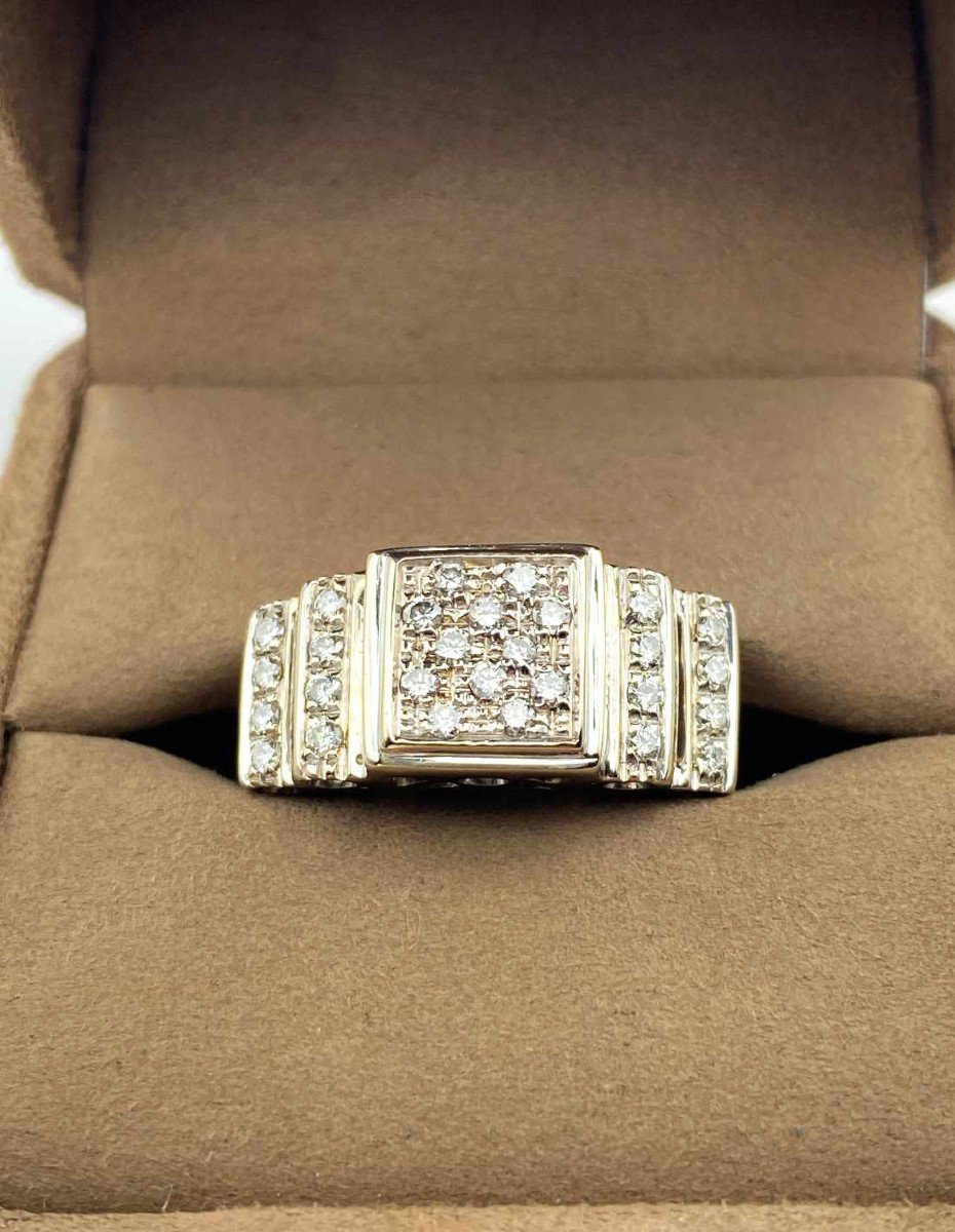 Tank Ring In White Gold With Paved Diamonds-photo-2