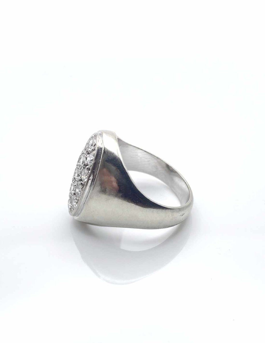 White Gold & Diamond Signet Ring-photo-2