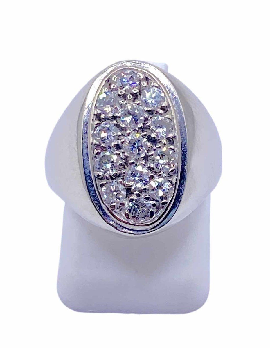 White Gold & Diamond Signet Ring