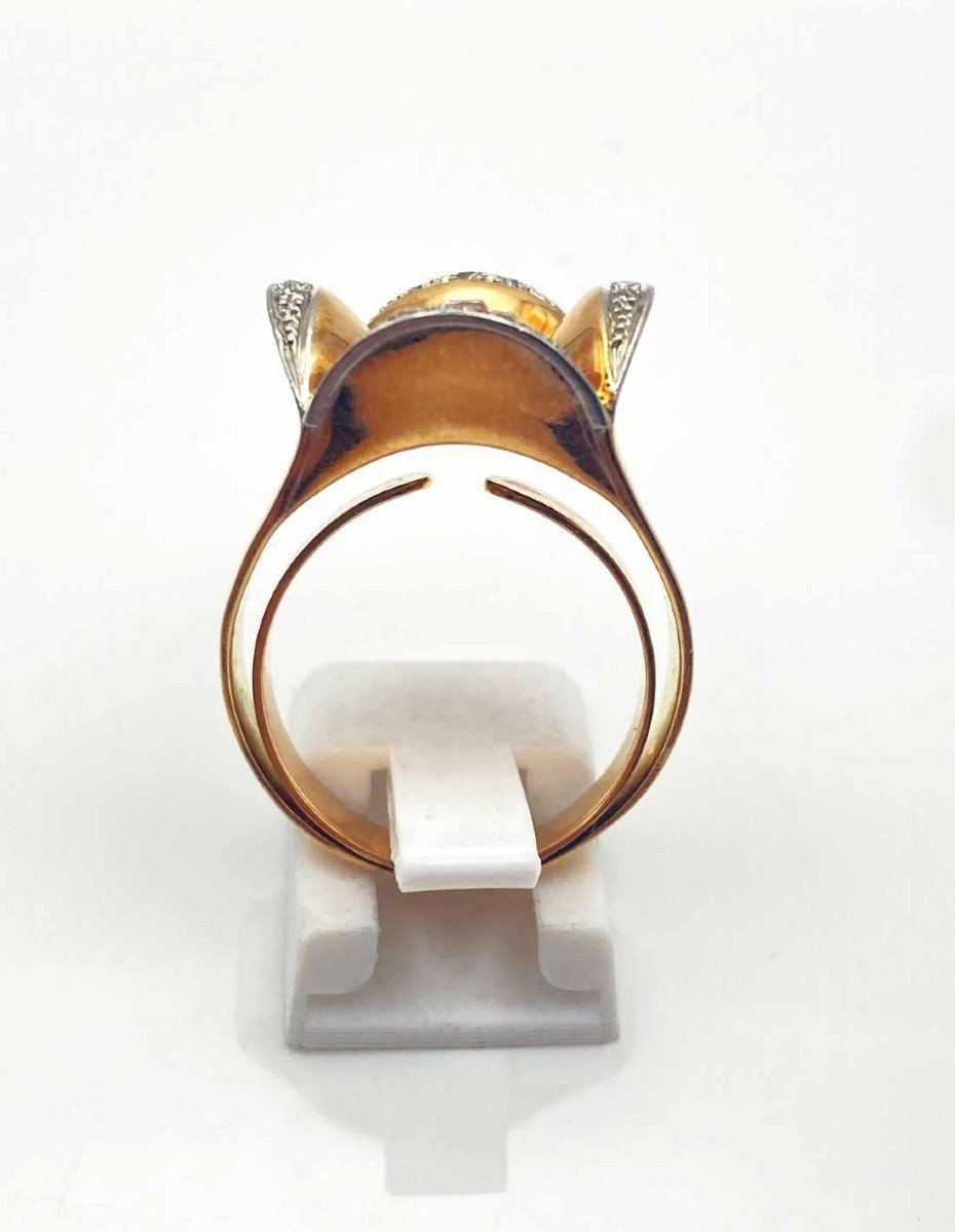 Bague Chevalière Vintage Or, Platine & Diamants-photo-3