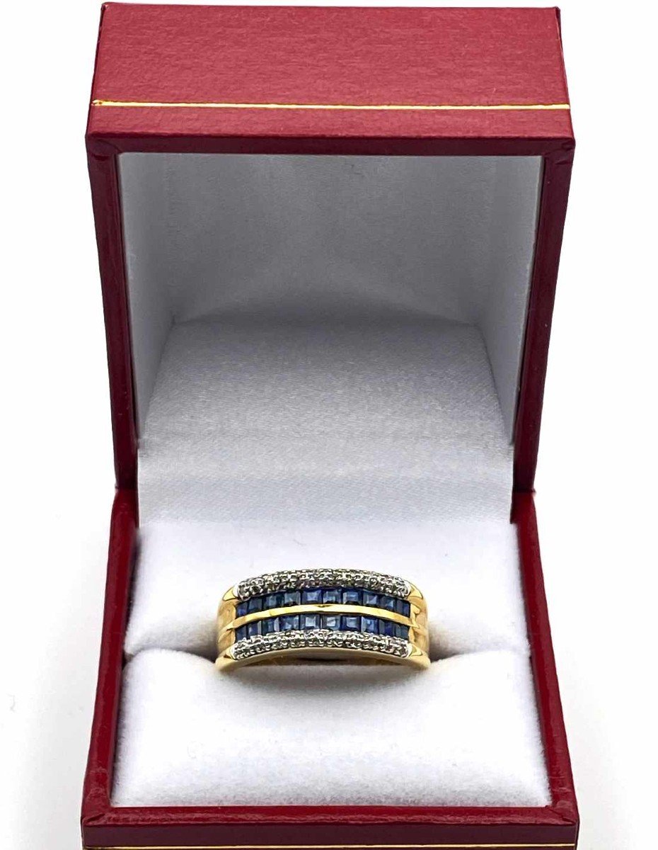 Yellow Gold, Sapphires & Diamonds Ring-photo-2