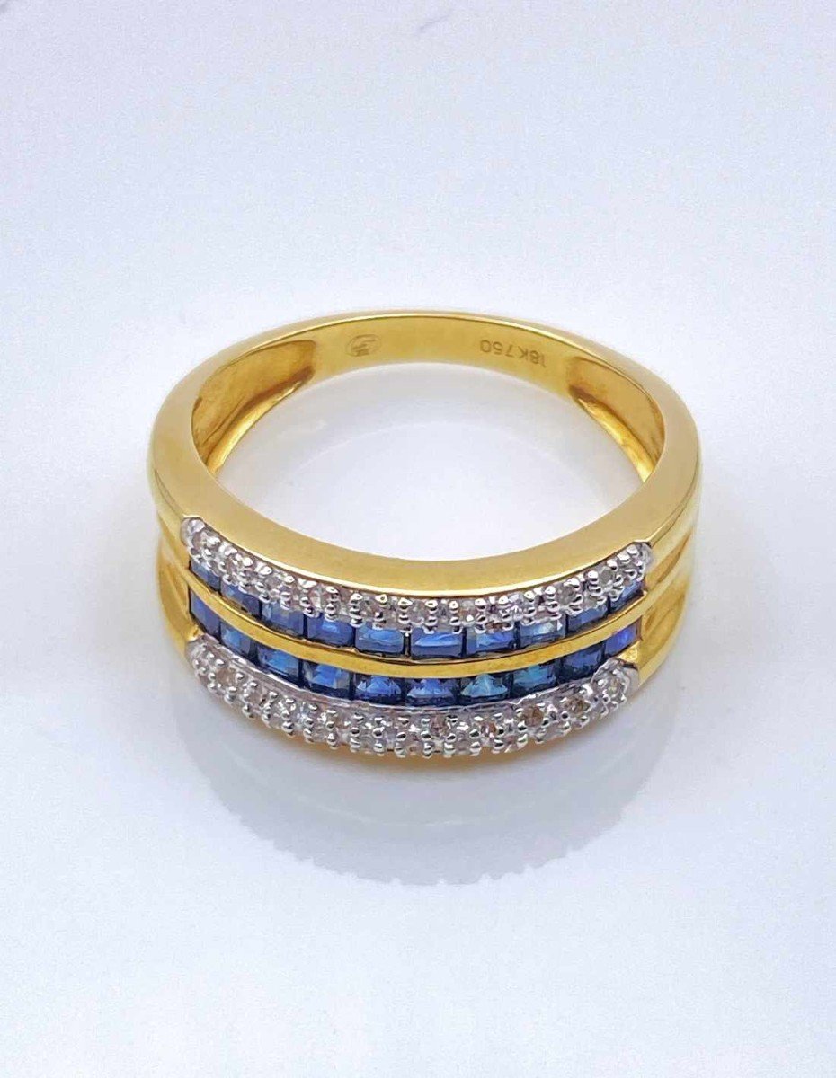 Yellow Gold, Sapphires & Diamonds Ring-photo-3