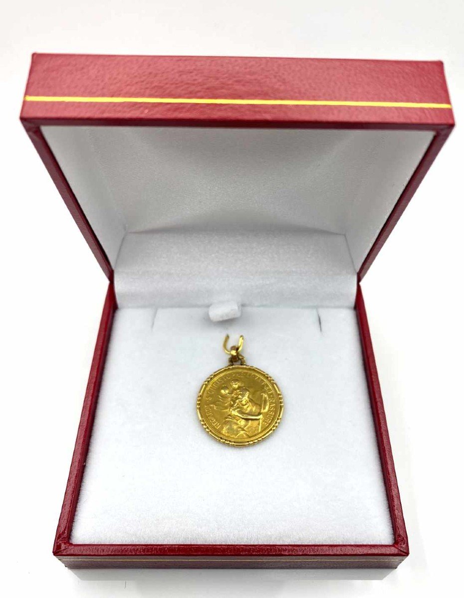 Médaille Vintage Or Jaune Saint Christophe-photo-3