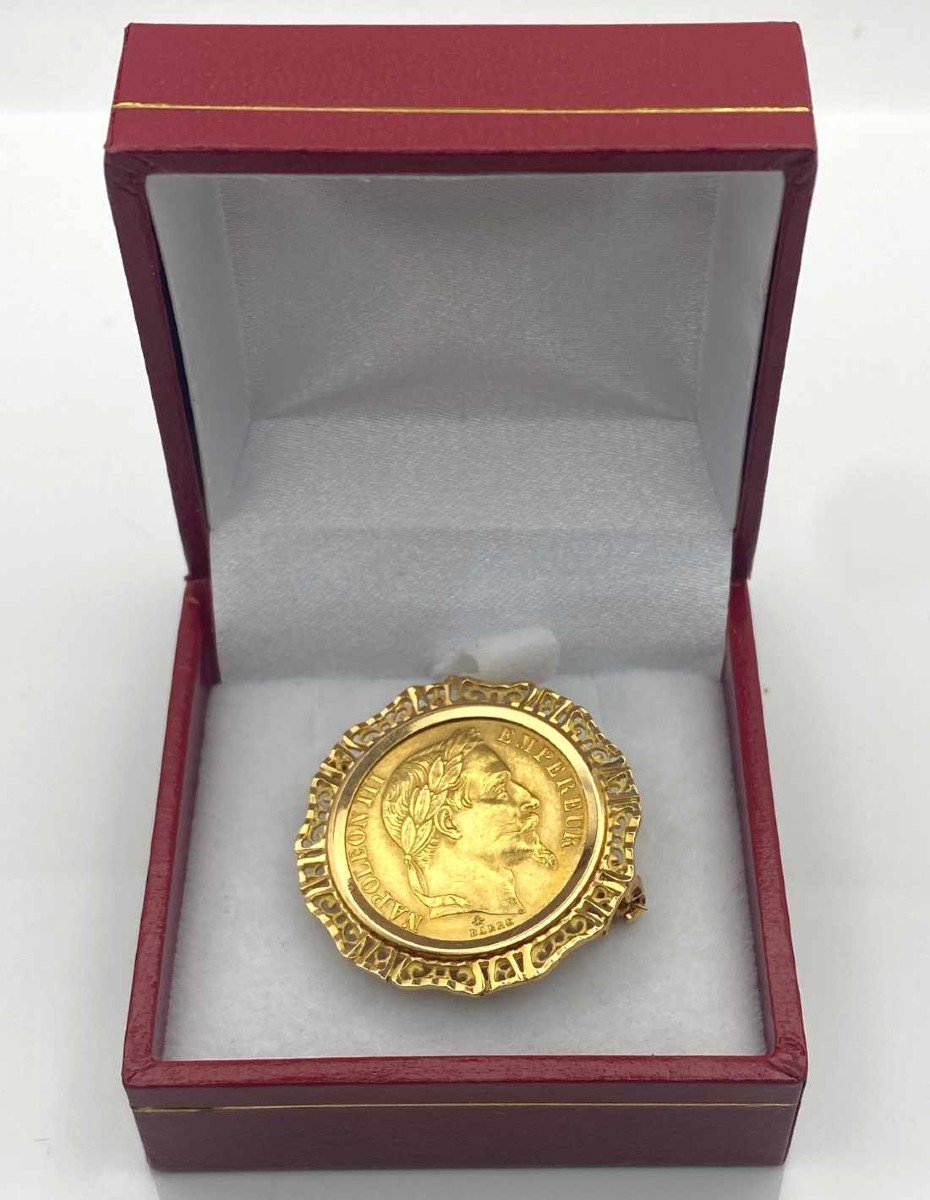 Napoleon Gold Coin Mounted Brooch / Pendant-photo-3
