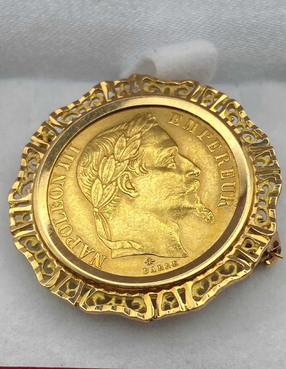 Napoleon Gold Coin Mounted Brooch / Pendant