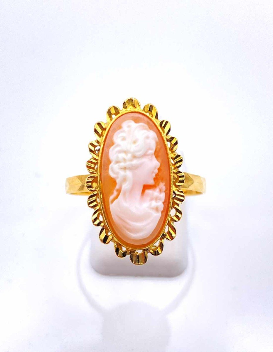 Vintage Yellow Gold & Cameo Ring-photo-2