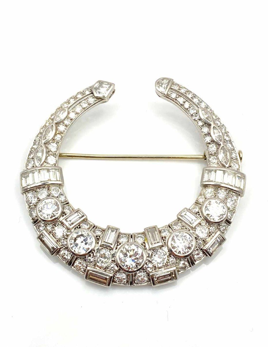 Platinum, White Gold & Diamond Brooch-photo-2