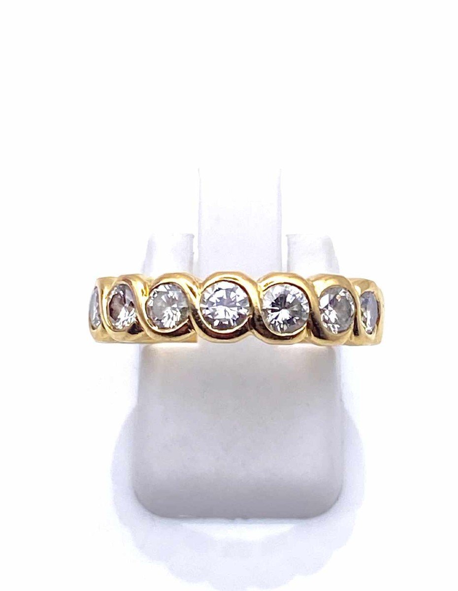 Bague Demi-alliance Or Jaune & Diamants-photo-3
