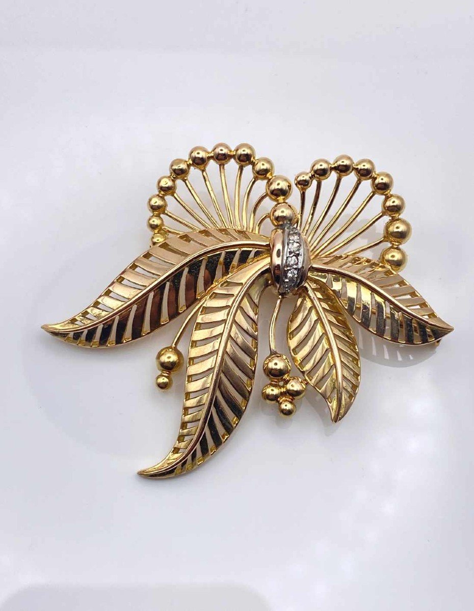 Broche Vintage Or Jaune & Diamants-photo-2