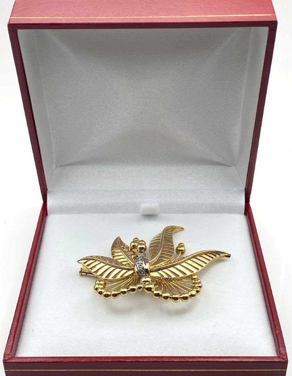 Broche Vintage Or Jaune & Diamants-photo-3