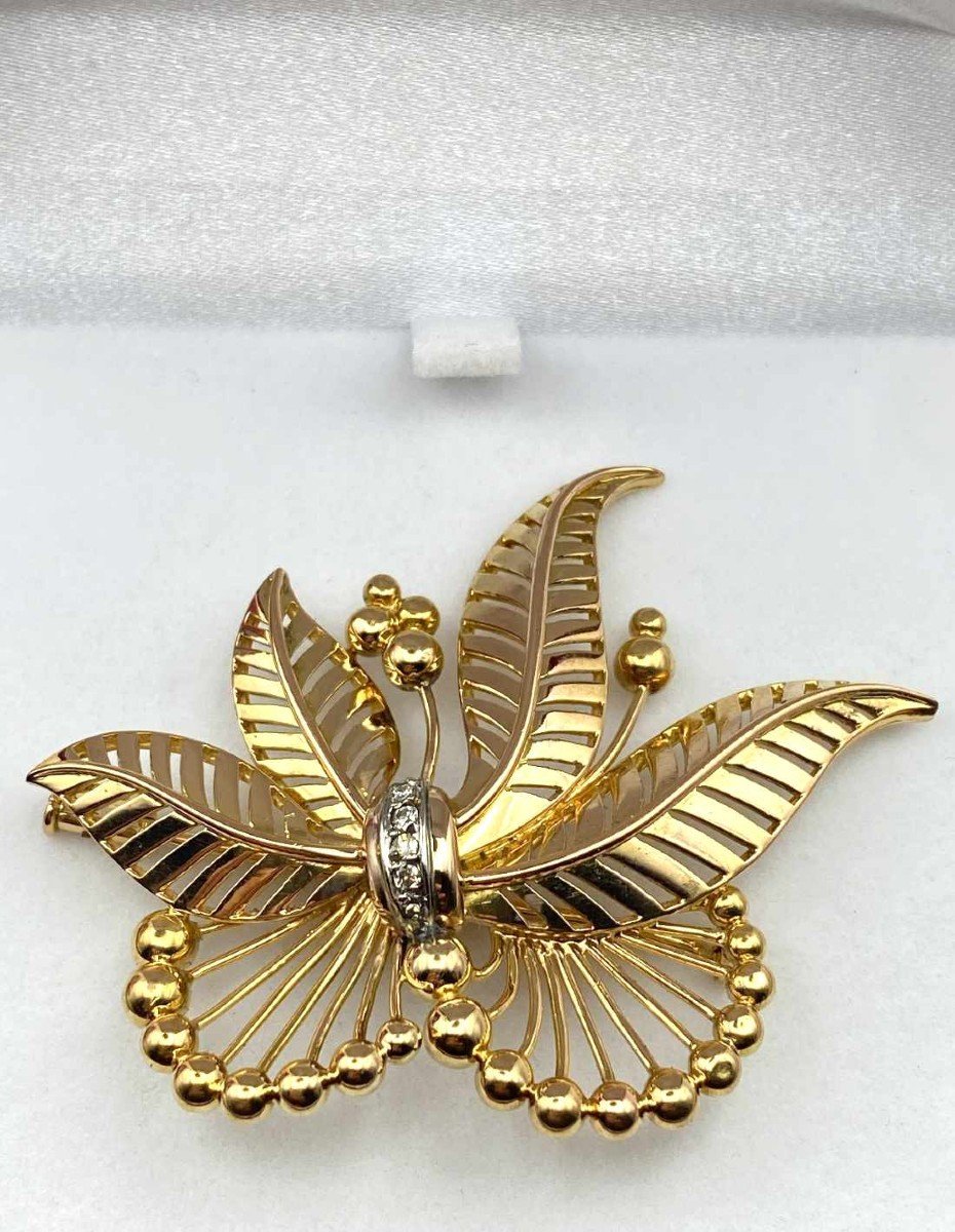 Broche Vintage Or Jaune & Diamants-photo-4