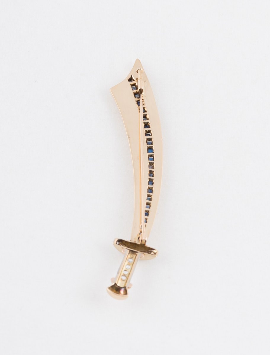 Sabre Brooch Yellow Gold, Rose Gold, Platinum, Sapphires & Diamonds-photo-3