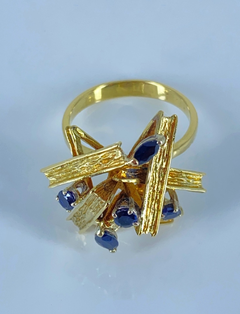 Vintage Yellow Gold & Sapphire Ring-photo-3