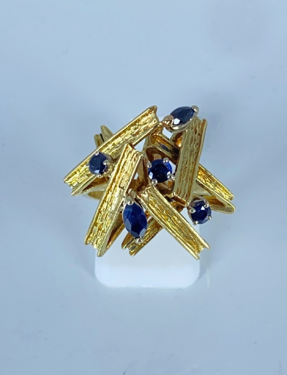 Vintage Yellow Gold & Sapphire Ring-photo-4