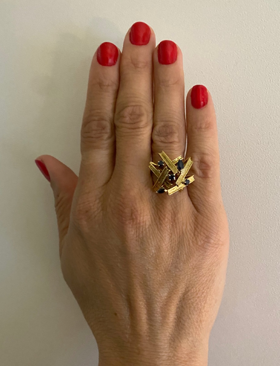 Vintage Yellow Gold & Sapphire Ring-photo-2