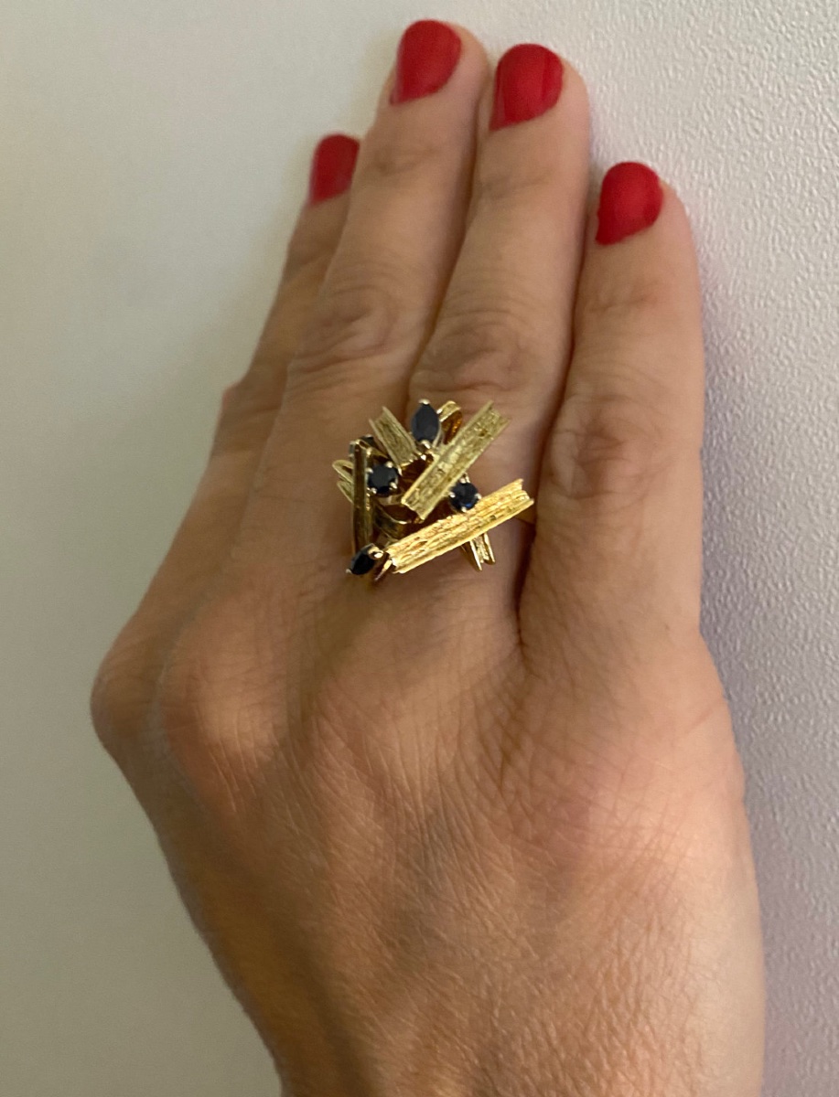 Vintage Yellow Gold & Sapphire Ring-photo-3