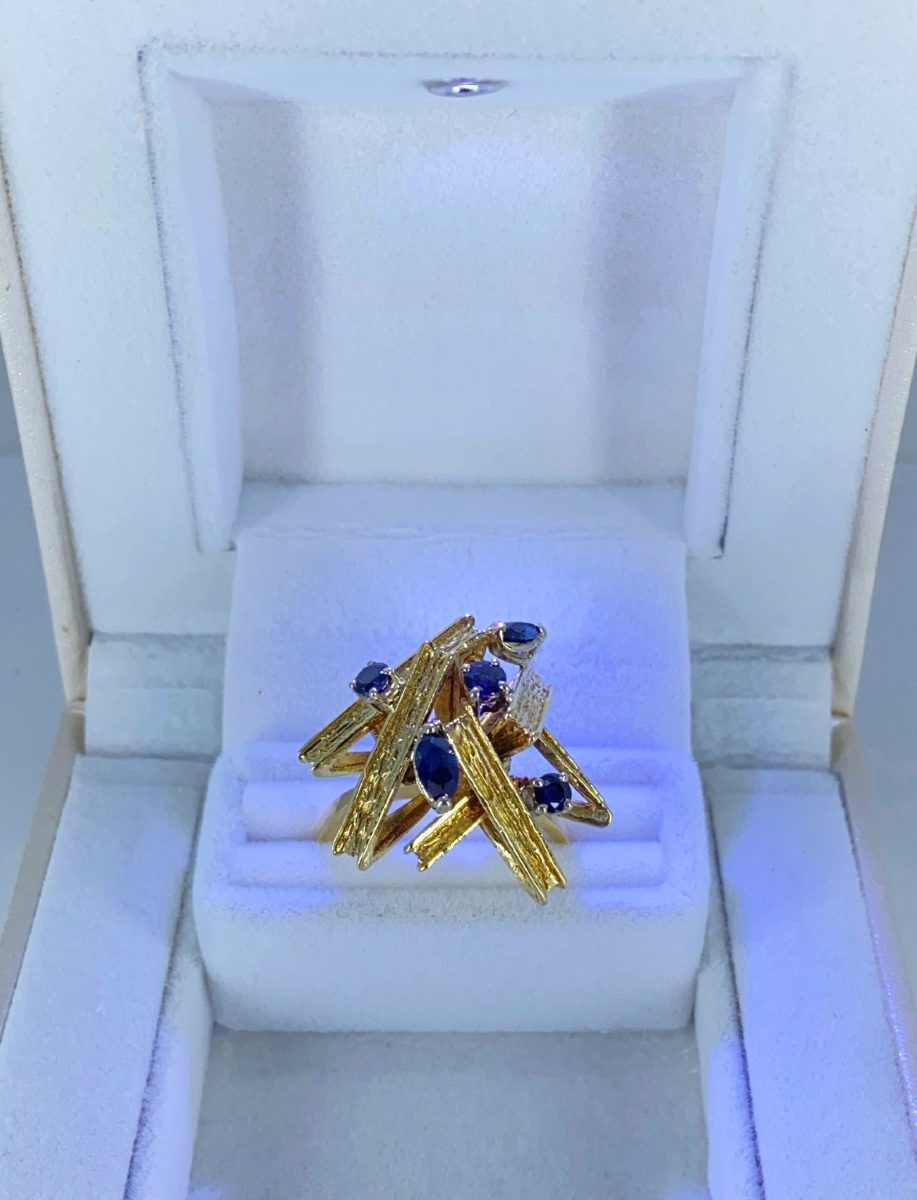 Vintage Yellow Gold & Sapphire Ring-photo-5