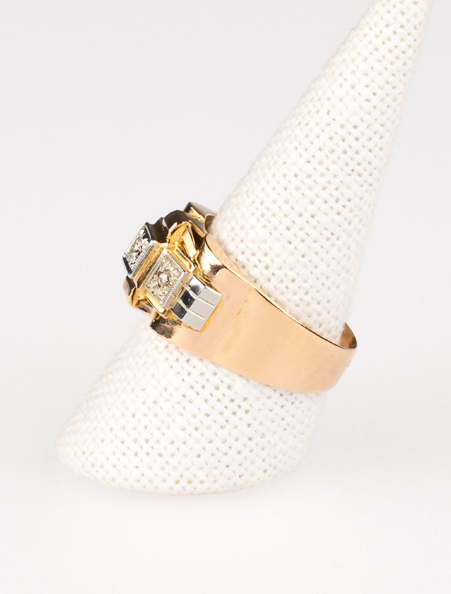 Tank Ring In Yellow Gold, White Gold & Diamonds-photo-1