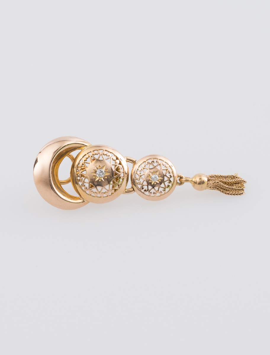 Pair Of Vintage Gold & Diamond Earrings-photo-2