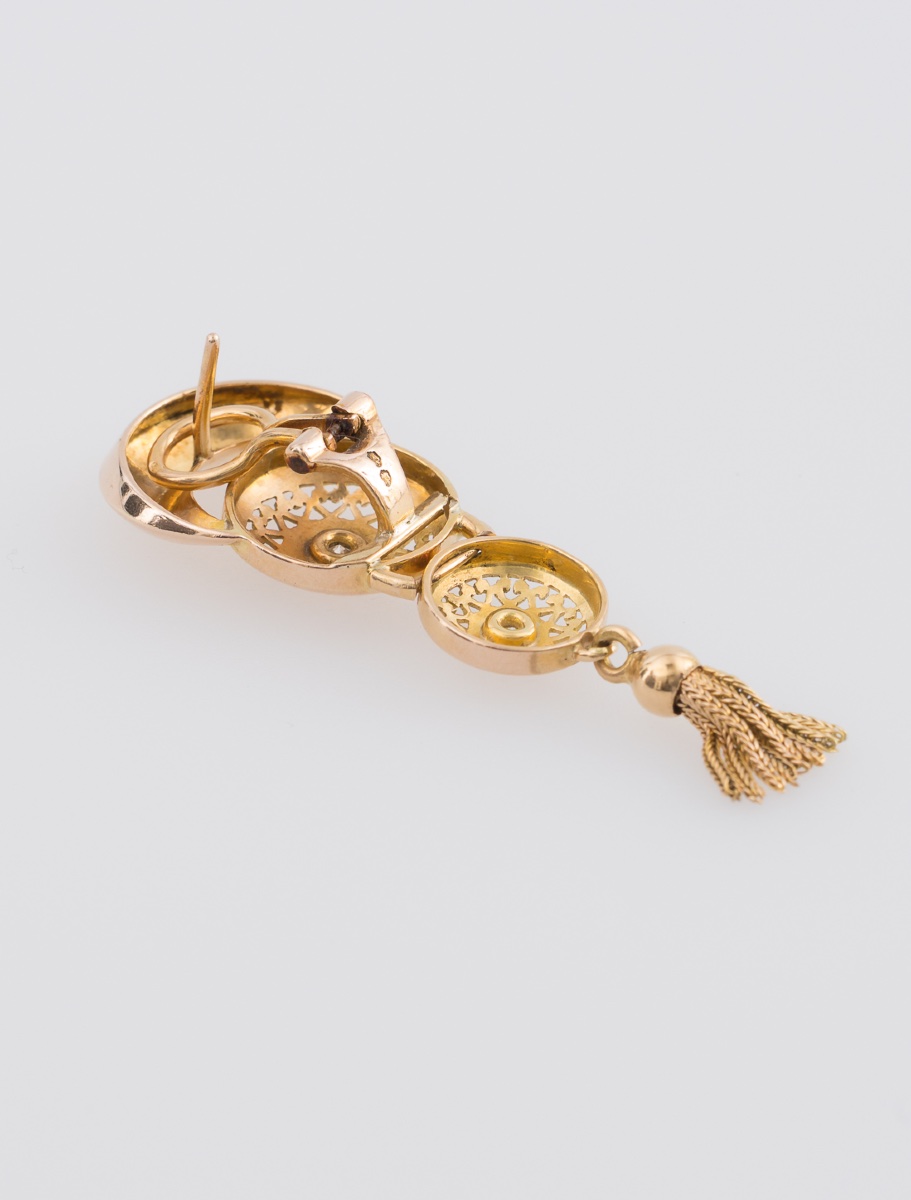 Pair Of Vintage Gold & Diamond Earrings-photo-4