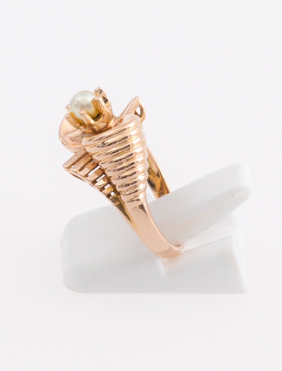 Vintage Squirrel Ring Rose Gold & Pearl-photo-2