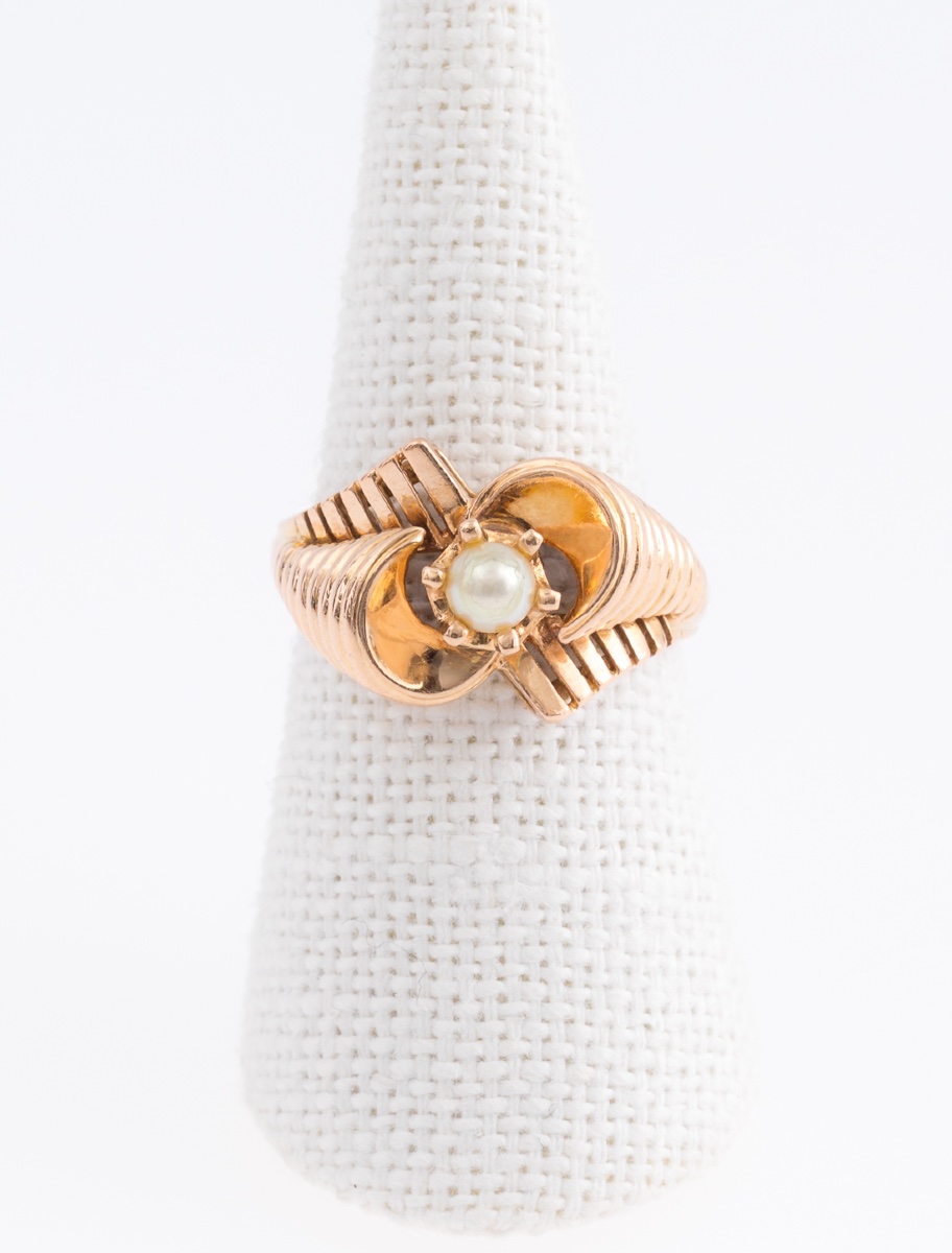 Vintage Squirrel Ring Rose Gold & Pearl-photo-3