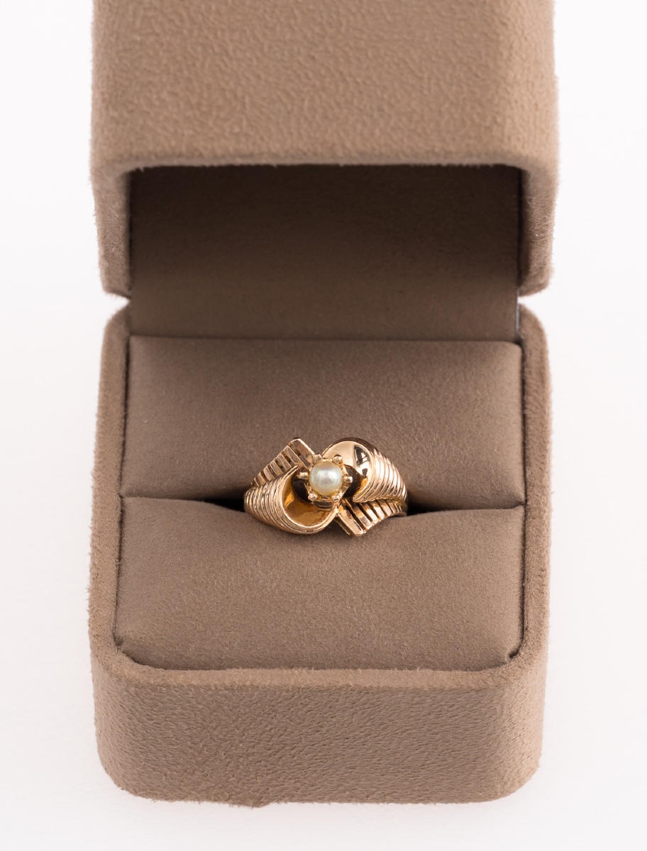 Vintage Squirrel Ring Rose Gold & Pearl-photo-1