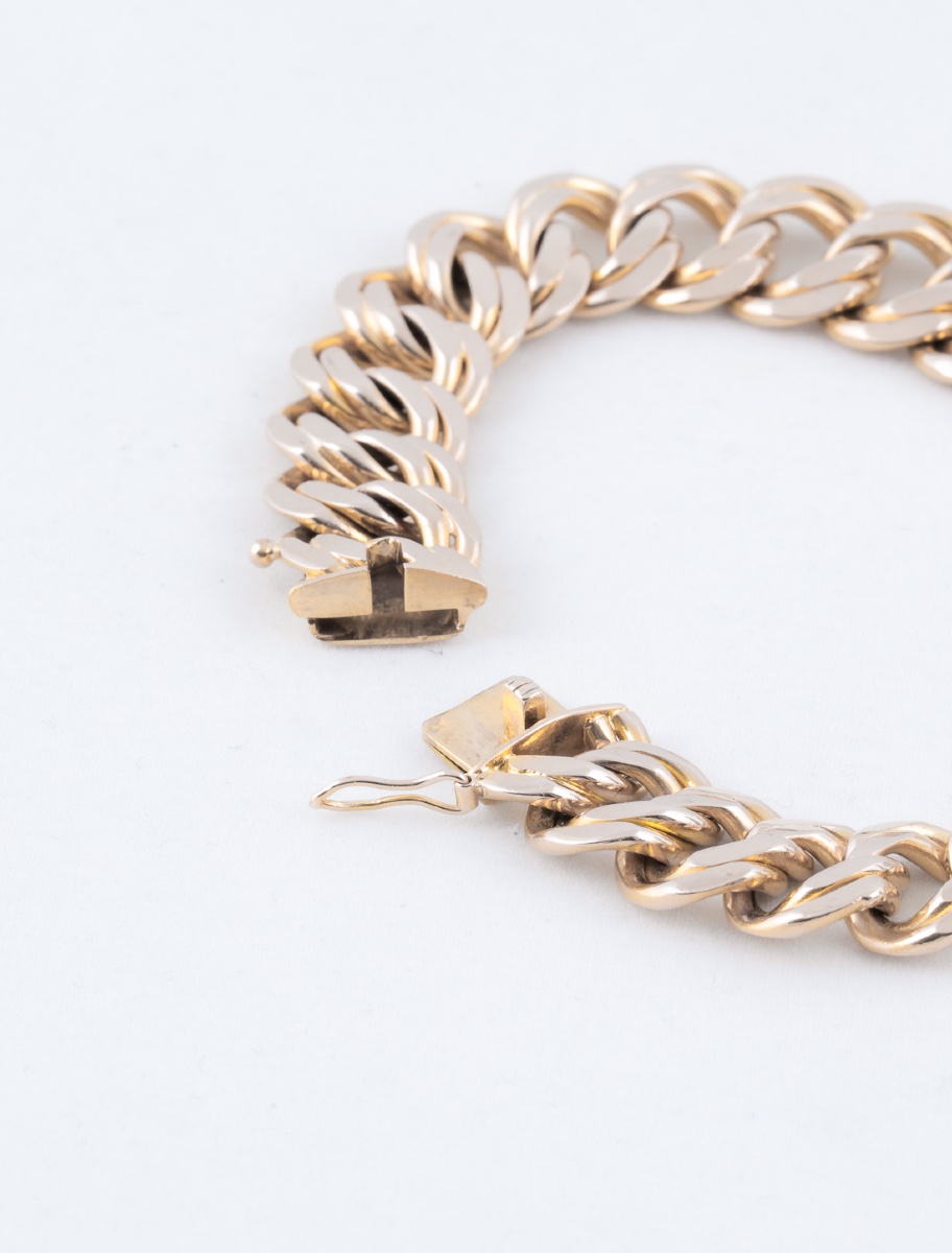 Gold Curb Link Pair Bracelet-photo-2