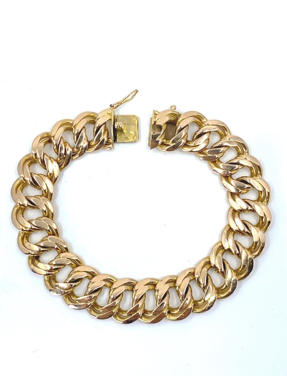 Gold Curb Link Pair Bracelet