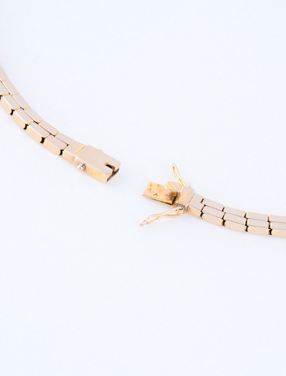 Art Deco Yellow Gold & Diamond Necklace-photo-2