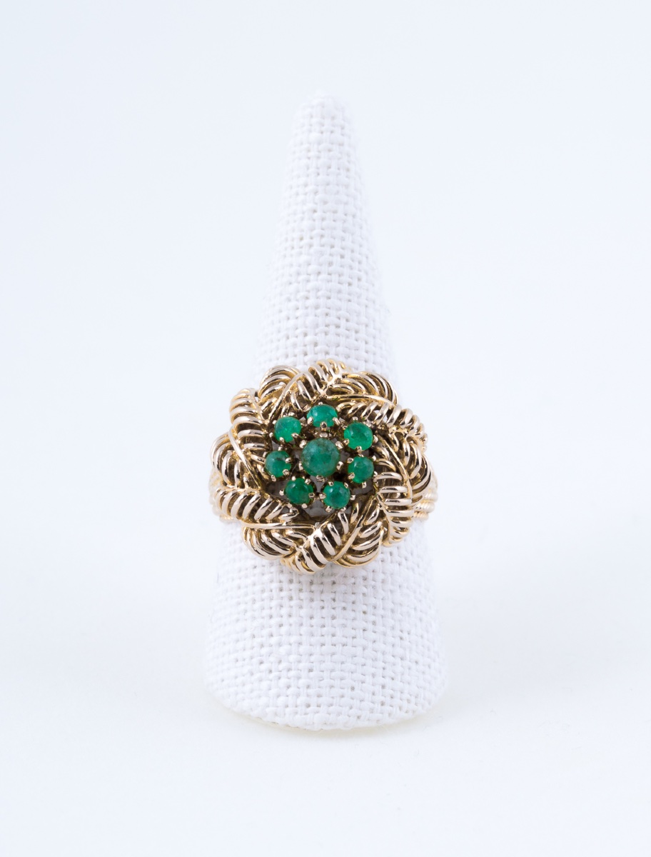 Bague Chou Or Jaune & Emeraudes-photo-3