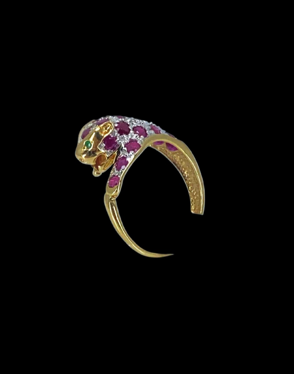Bague Léopard Or, Rubis, Diamants & Emeraudes-photo-2