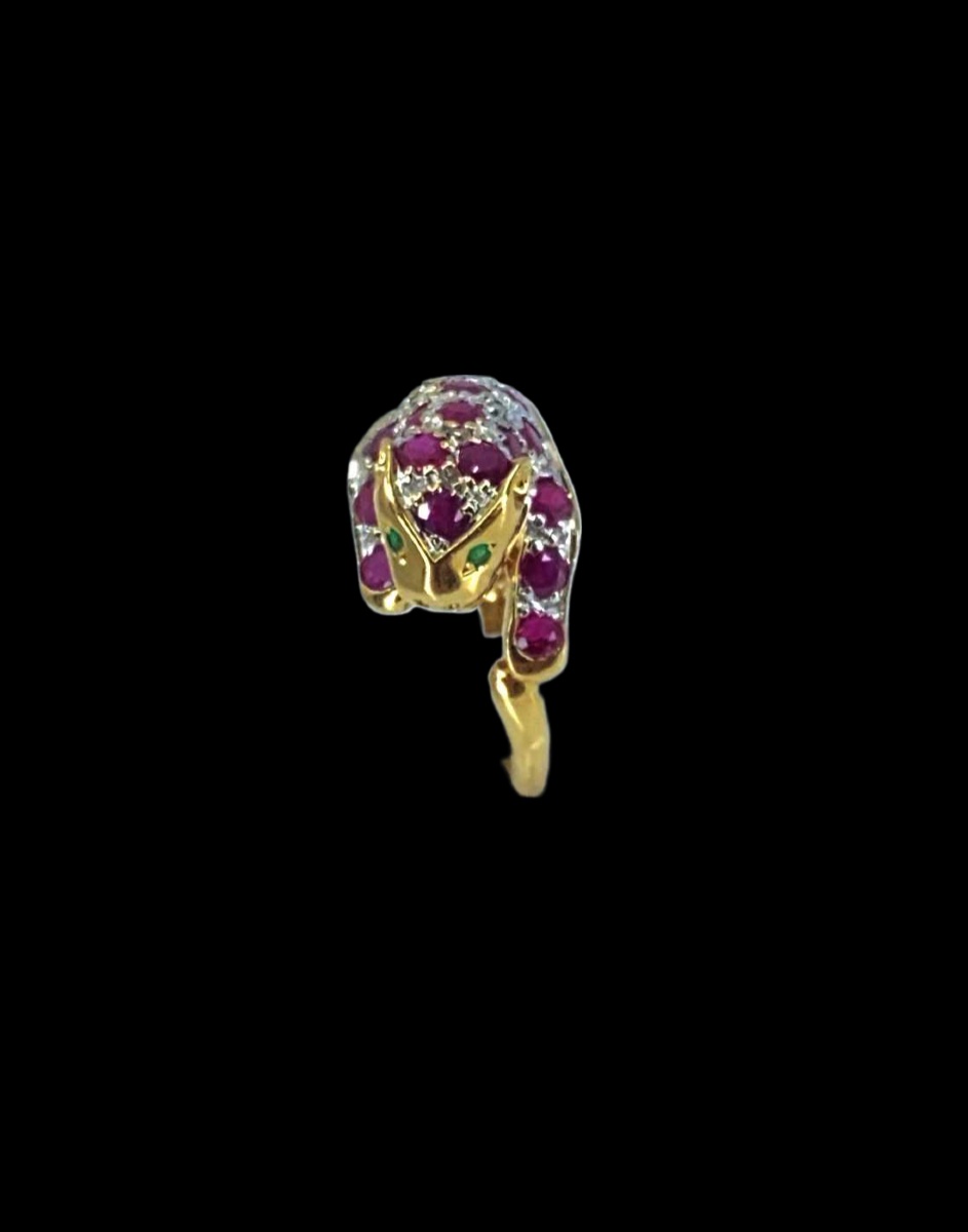 Bague Léopard Or, Rubis, Diamants & Emeraudes-photo-3