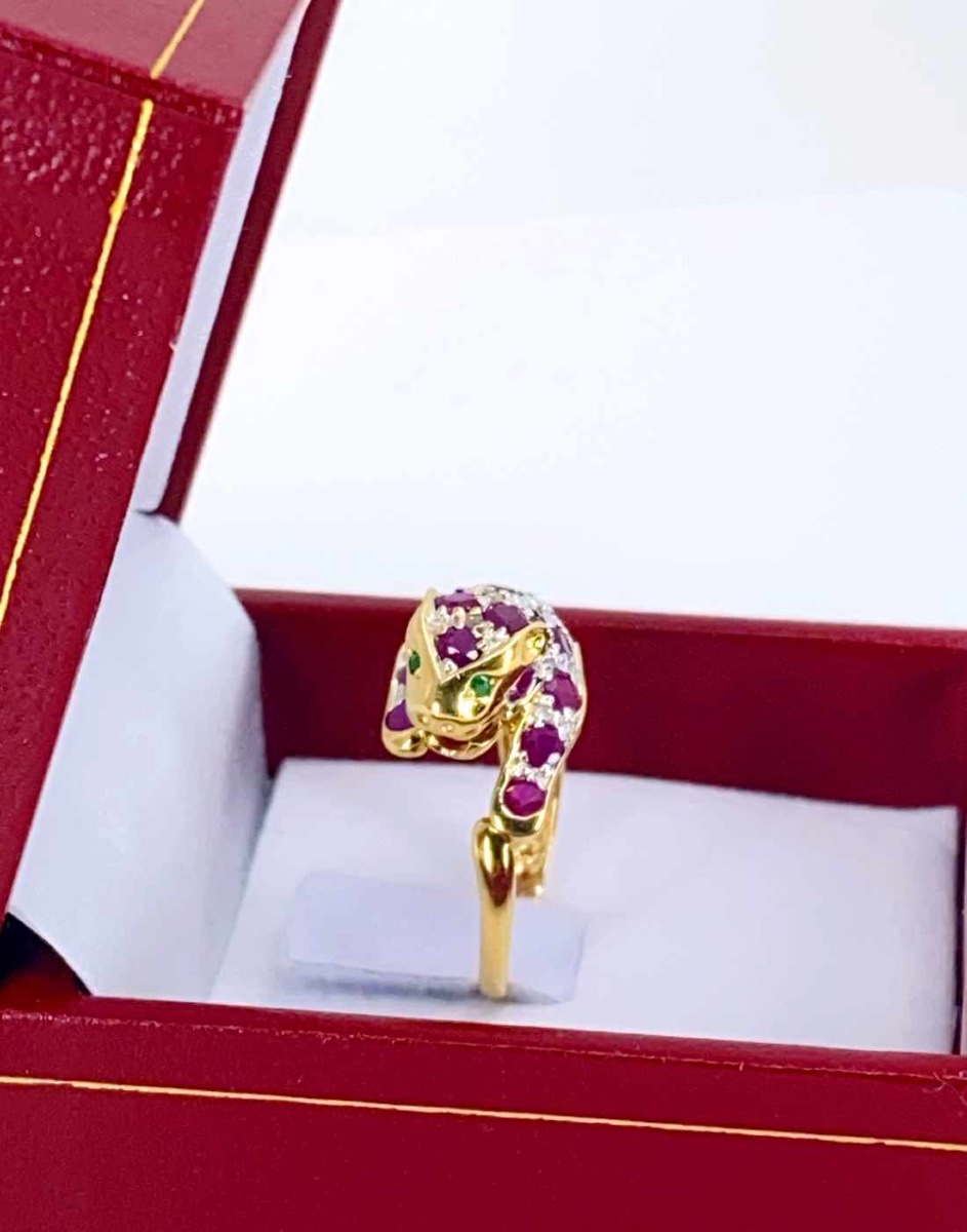 Bague Léopard Or, Rubis, Diamants & Emeraudes-photo-5