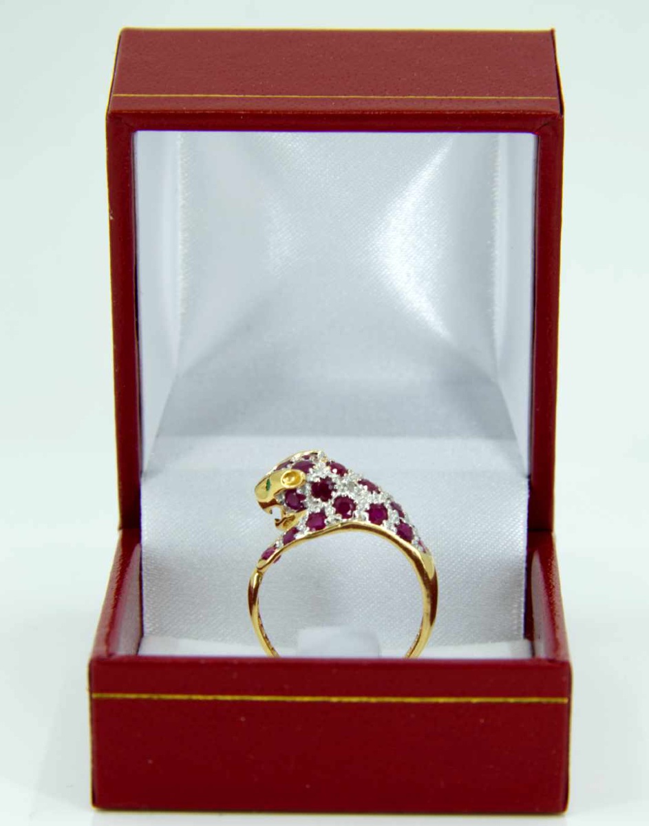 Bague Léopard Or, Rubis, Diamants & Emeraudes-photo-7