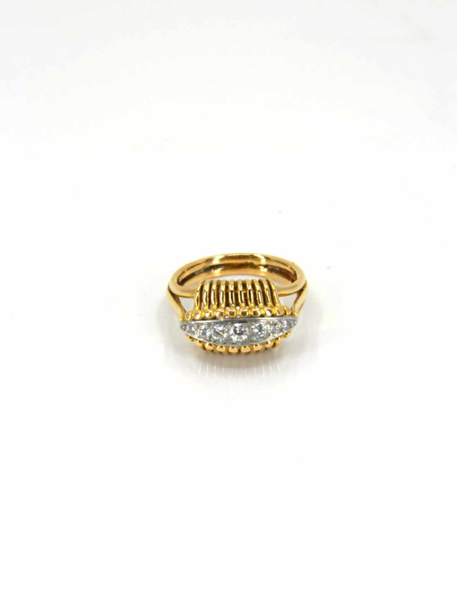 Yellow Gold Wire Ring & Diamond Garter-photo-3