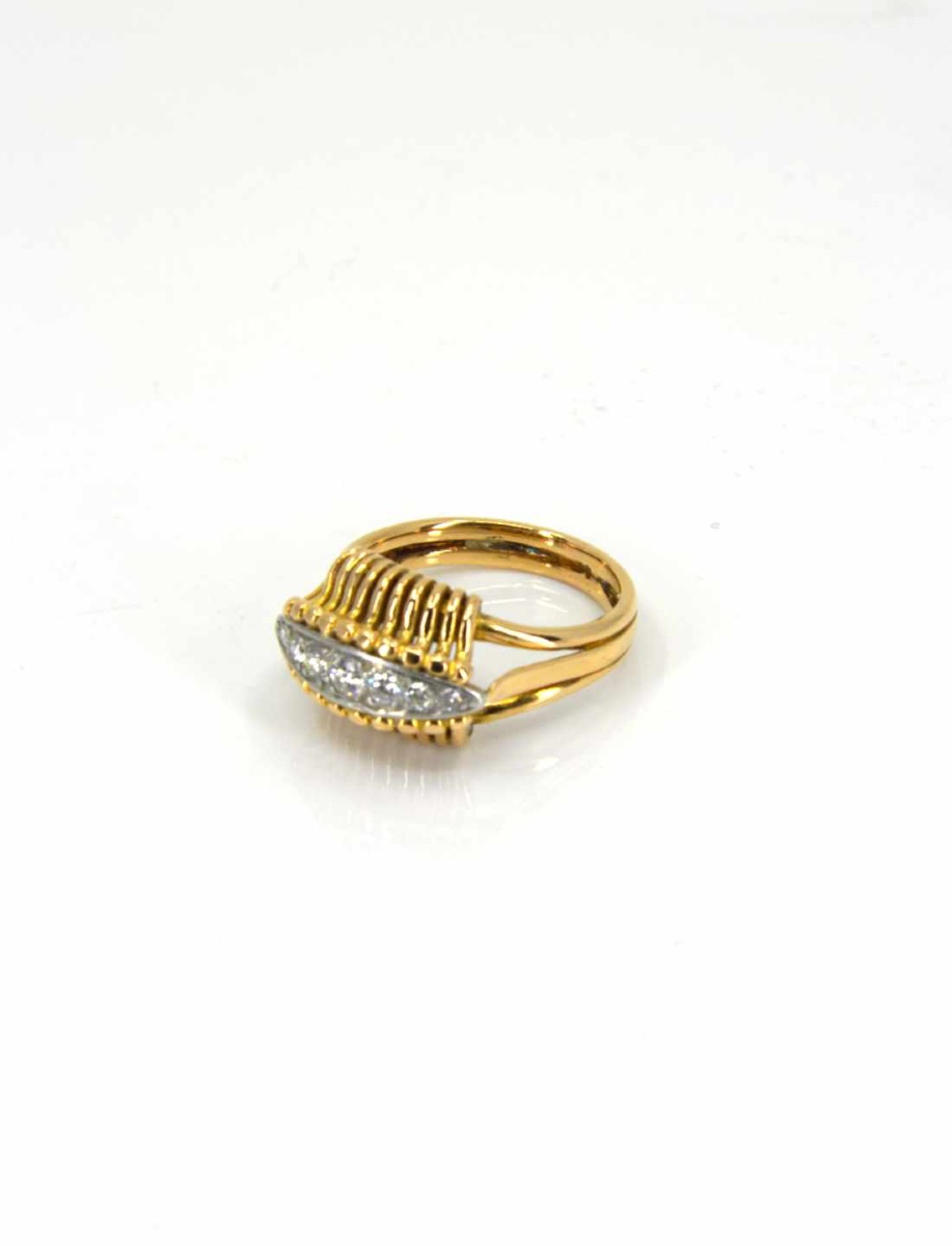 Yellow Gold Wire Ring & Diamond Garter-photo-4
