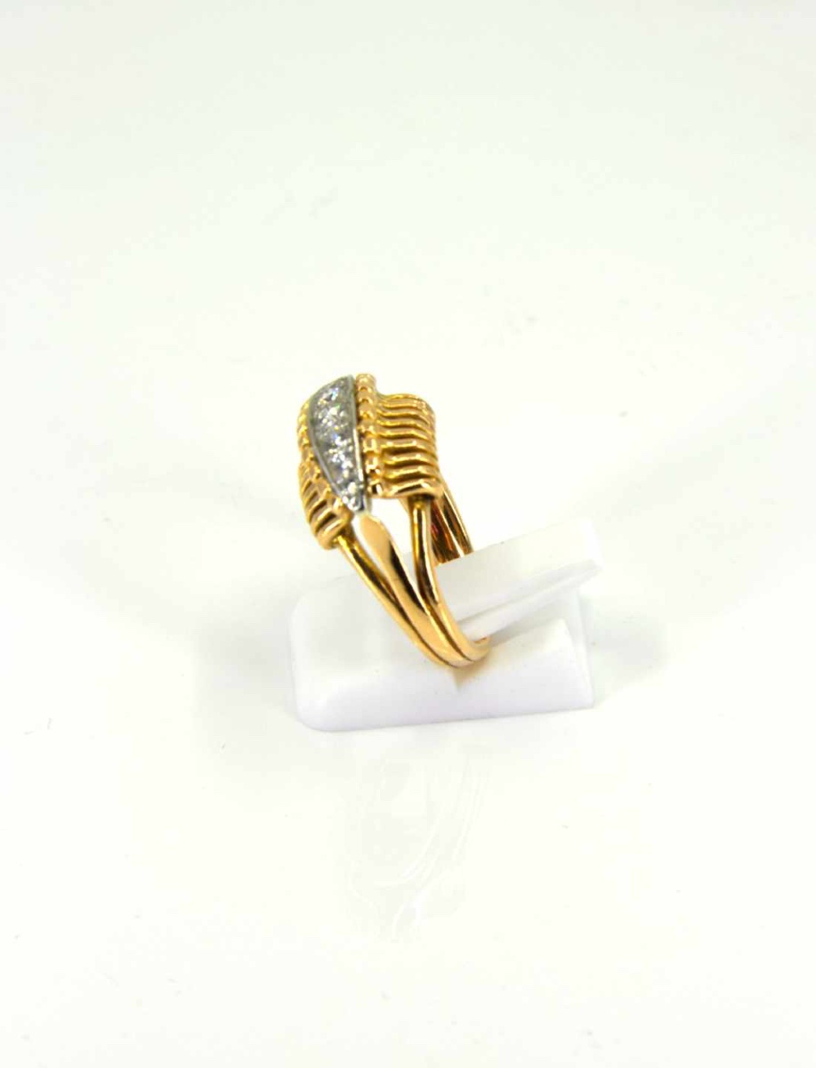 Yellow Gold Wire Ring & Diamond Garter-photo-2