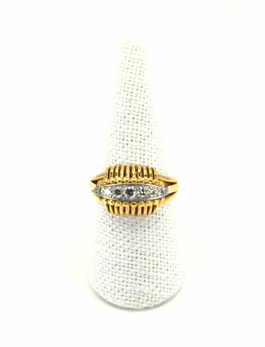 Yellow Gold Wire Ring & Diamond Garter-photo-3