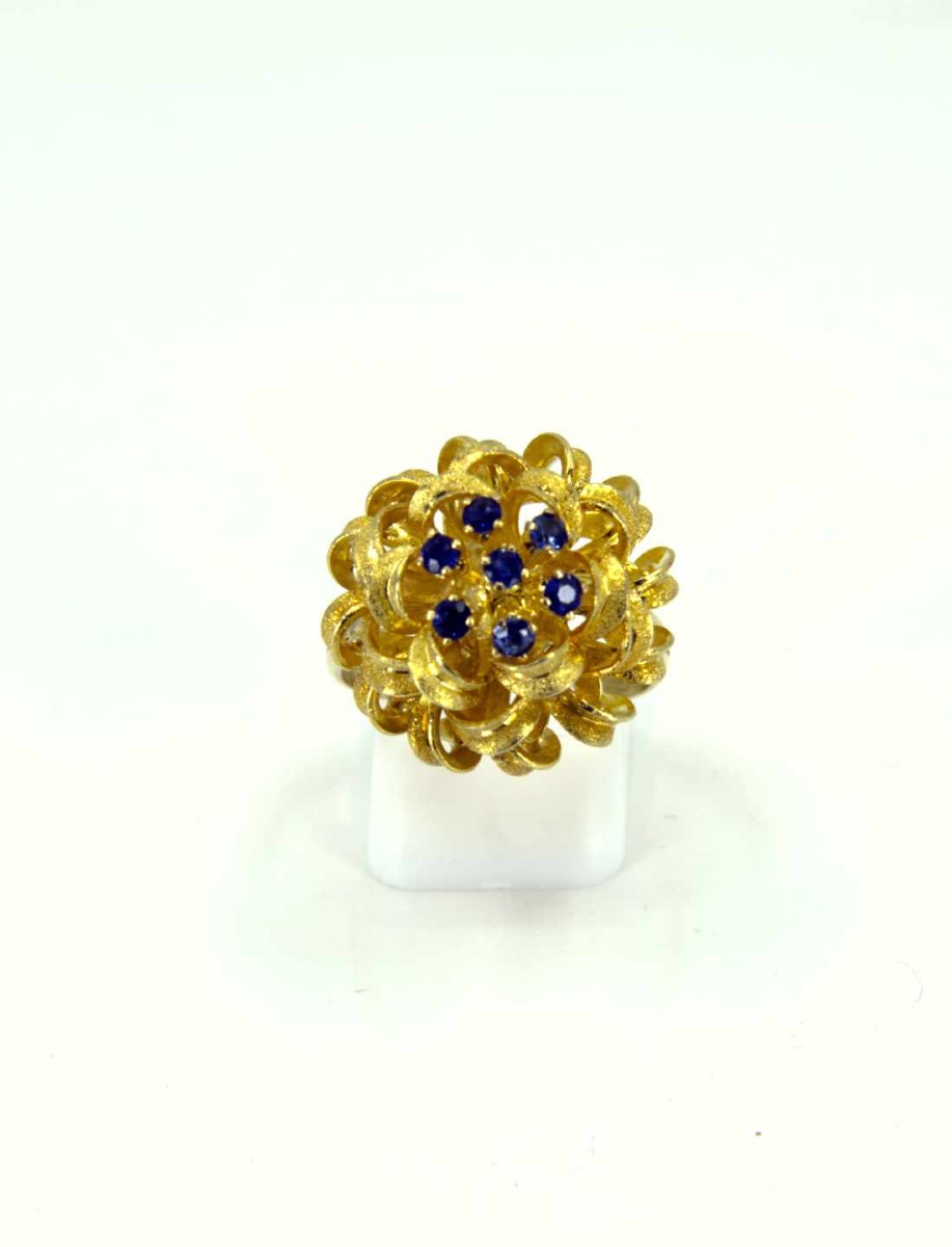 Bague Chou Or jaune & Saphirs-photo-2