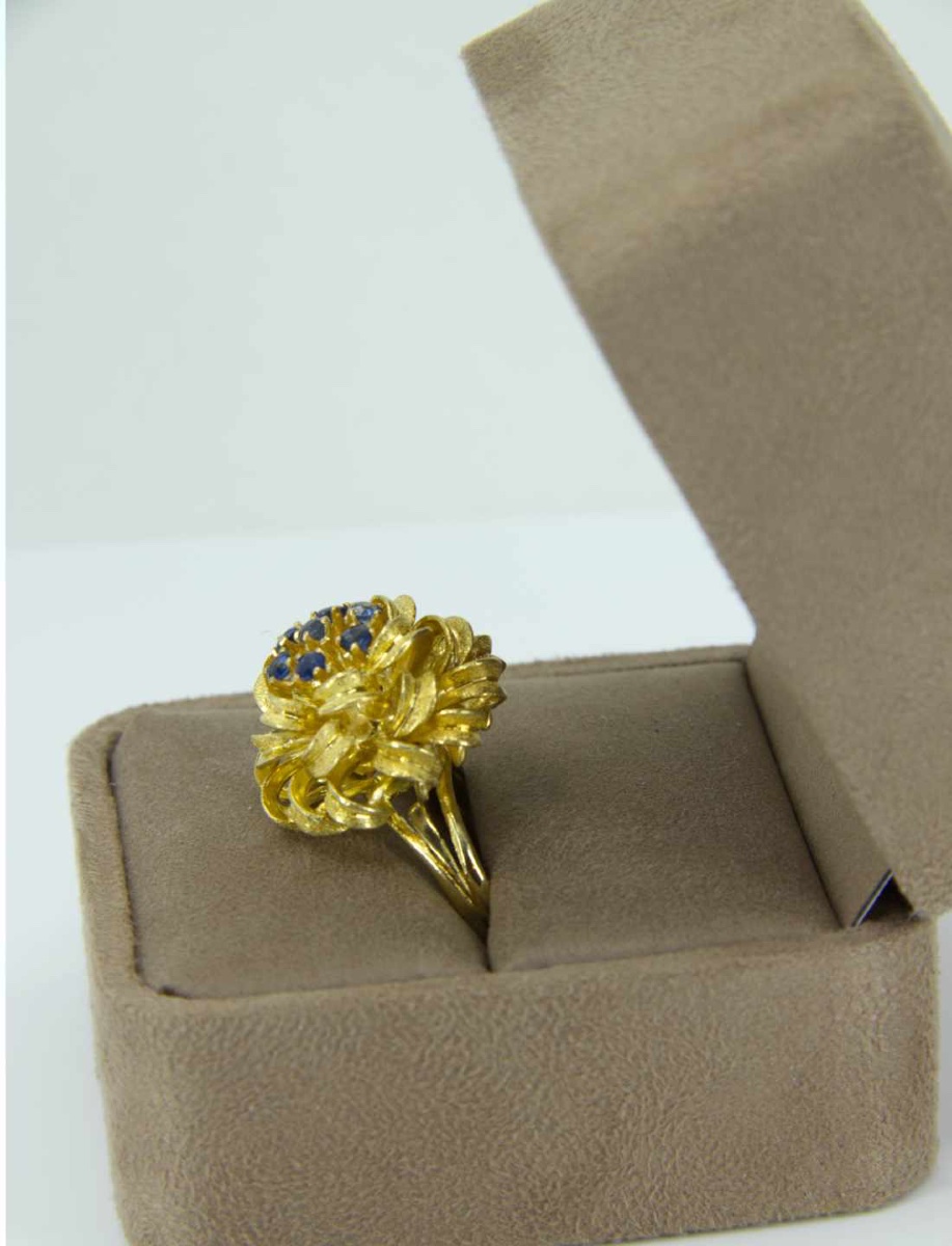 Bague Chou Or jaune & Saphirs-photo-4