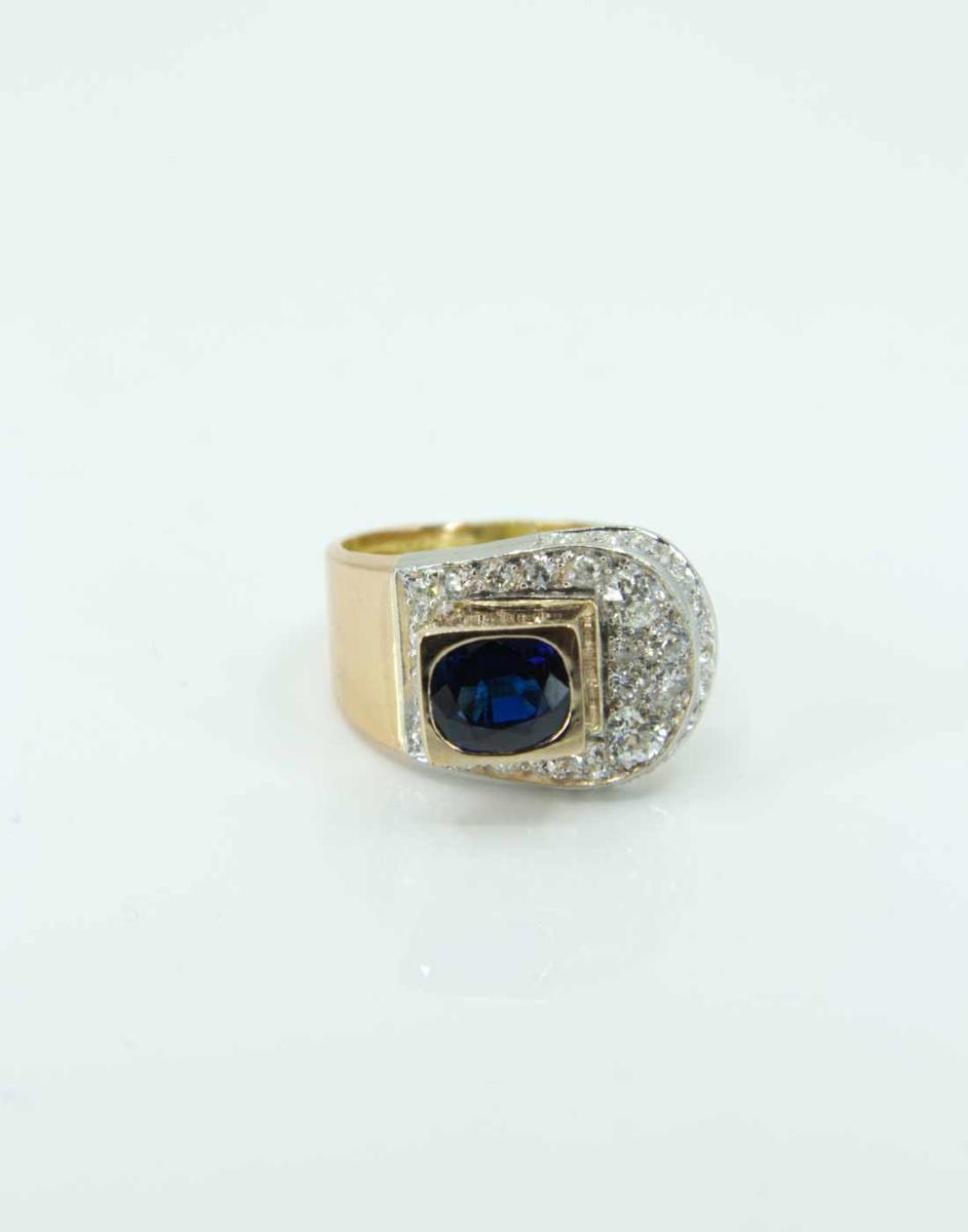 Tank Belt Ring Gold, Sapphire & Diamonds-photo-1
