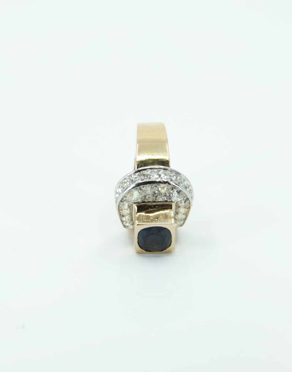 Tank Belt Ring Gold, Sapphire & Diamonds-photo-3
