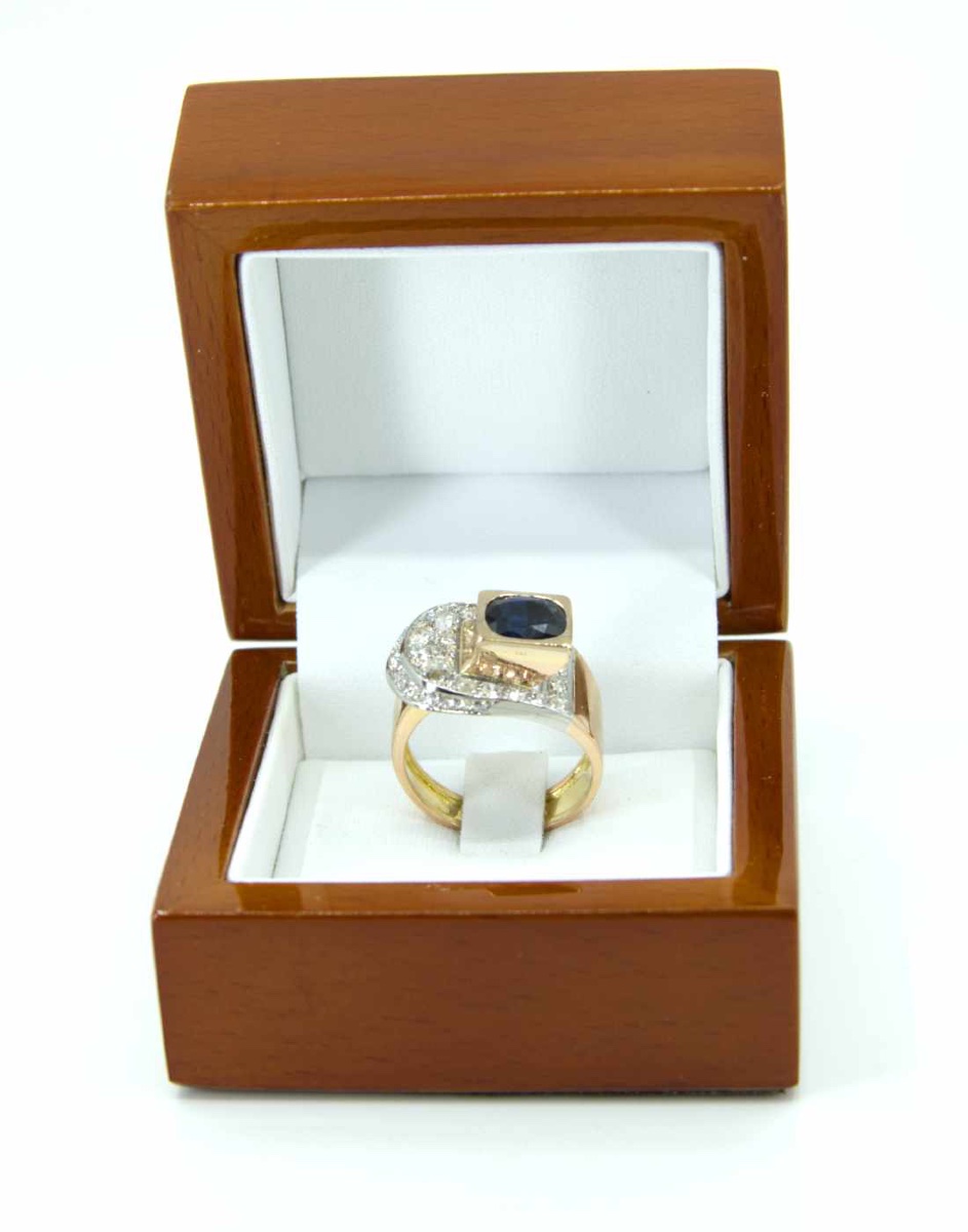 Tank Belt Ring Gold, Sapphire & Diamonds-photo-5