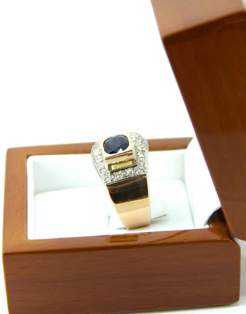 Tank Belt Ring Gold, Sapphire & Diamonds-photo-6