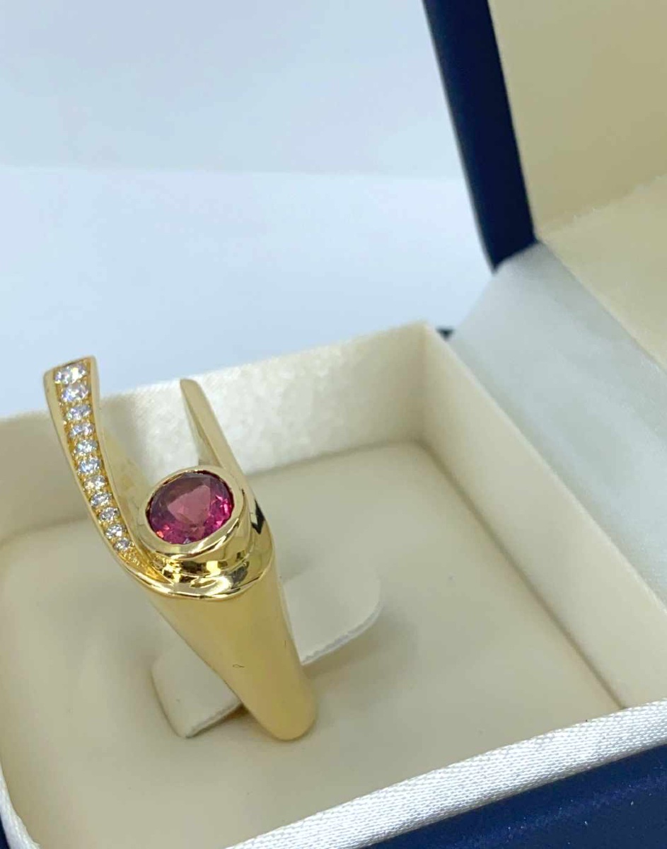 Gold, Pink Sapphire & Diamond Designer Ring-photo-3