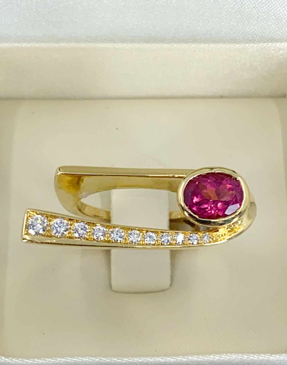 Gold, Pink Sapphire & Diamond Designer Ring-photo-4