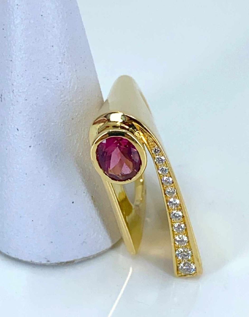 Gold, Pink Sapphire & Diamond Designer Ring-photo-8