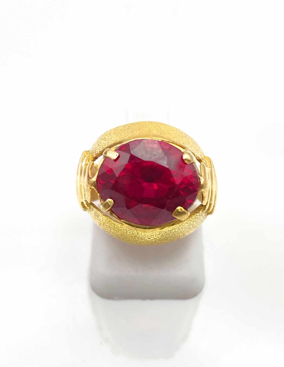 Original Vintage Ring In Yellow Gold & Ruby Verneuil