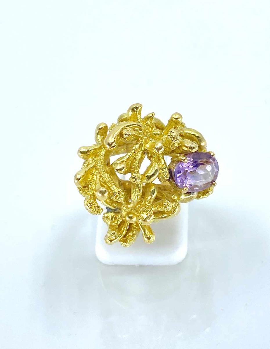 Bague de Créateur Or Jaune & Amethyste-photo-2
